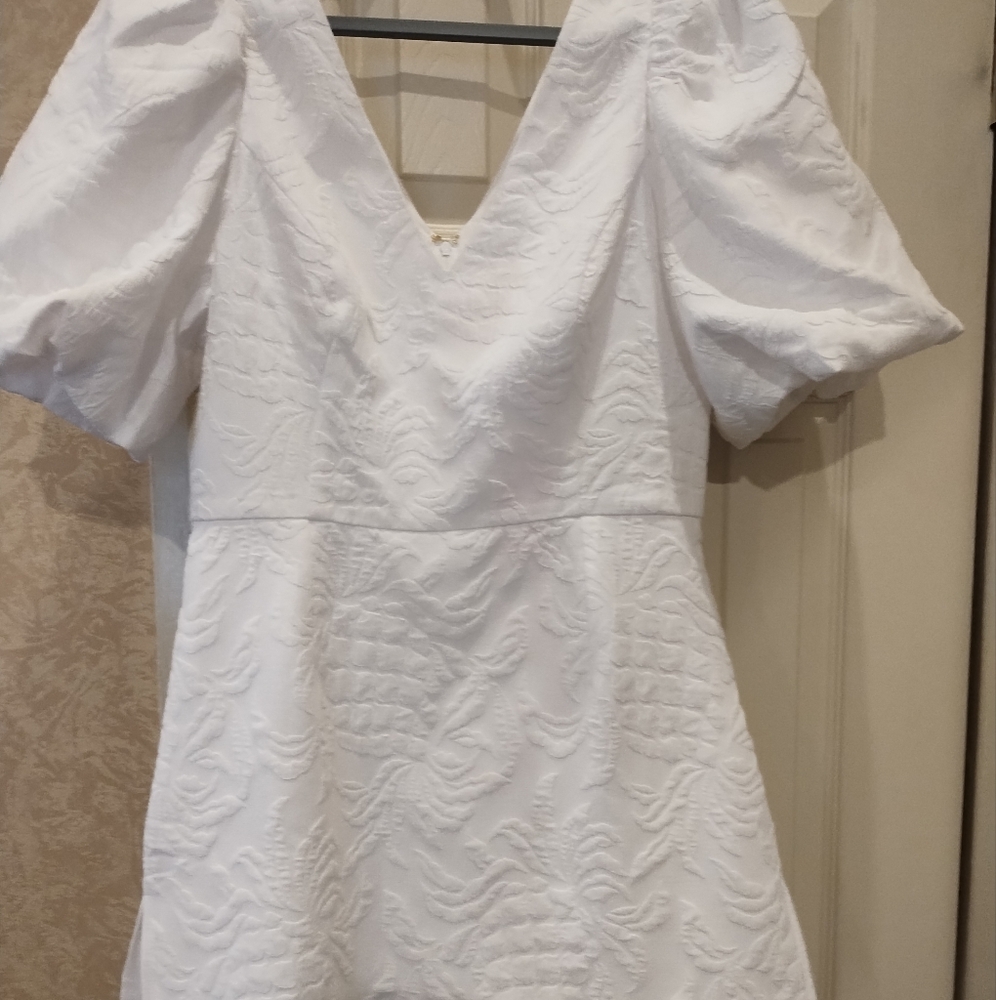 Lilly Pulitzer White Puff Sleeve A-Line Mini Dress